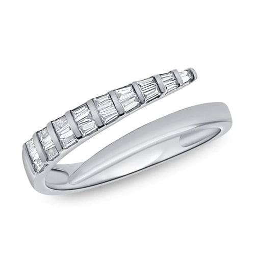 Baguettes/Solid Wrap Silver Ring