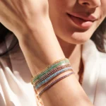 Prong Setting Pink Lab Tourmaline Tennis Silver Bracelet