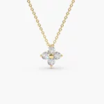 Silver Diamond Clover Necklace