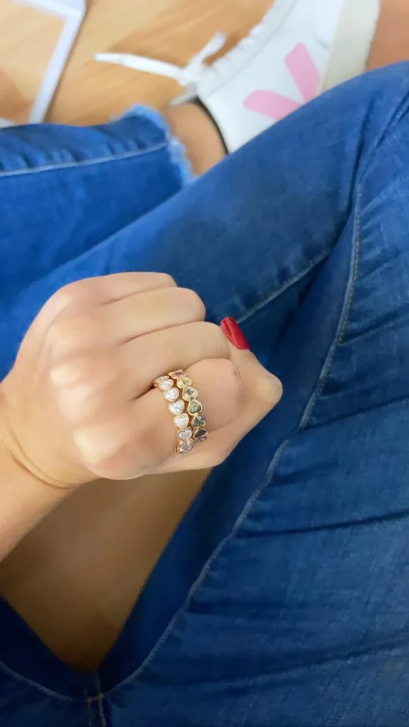 Bezel Set Diamond Hearts Eternity Band