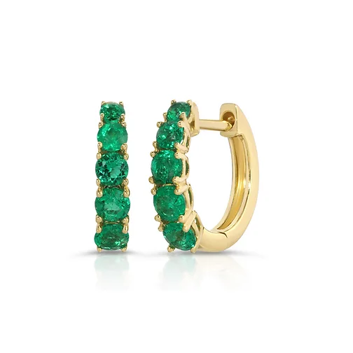 Emerald Silver Huggies / Hoops