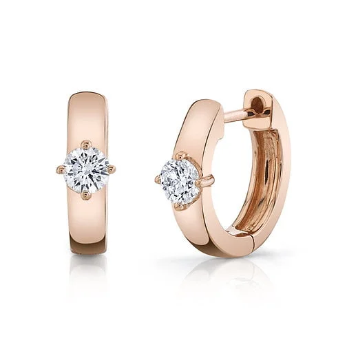 Round Diamond Silver Huggies