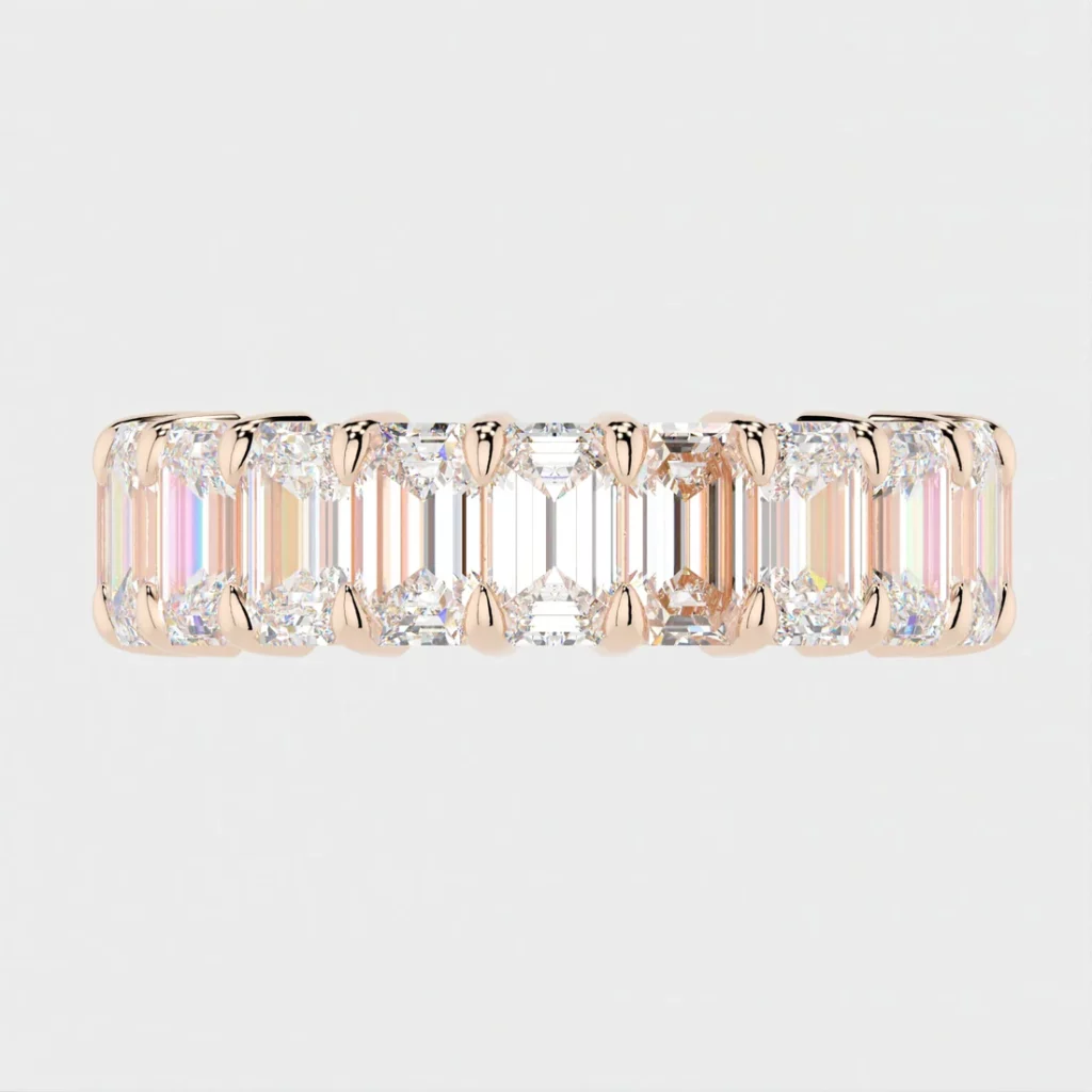 Emerald Cut Diamond Silver Ring