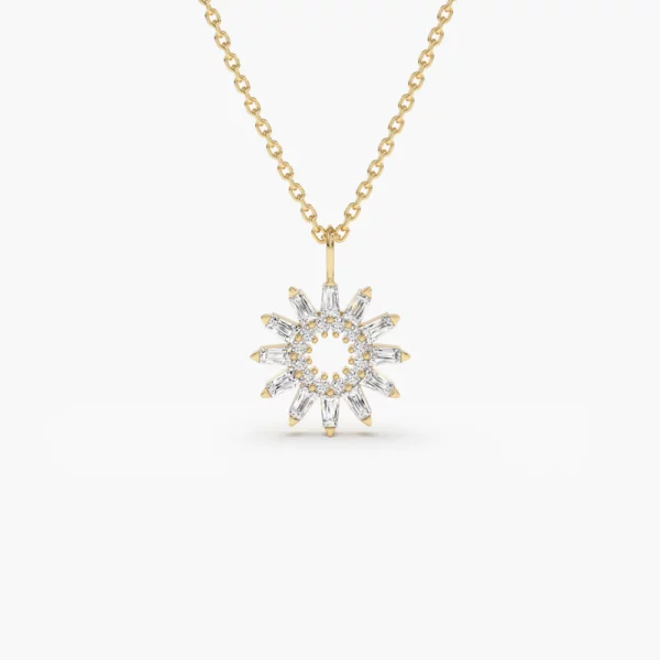 Curb Link Baguette Diamond Disc Cluster Necklace