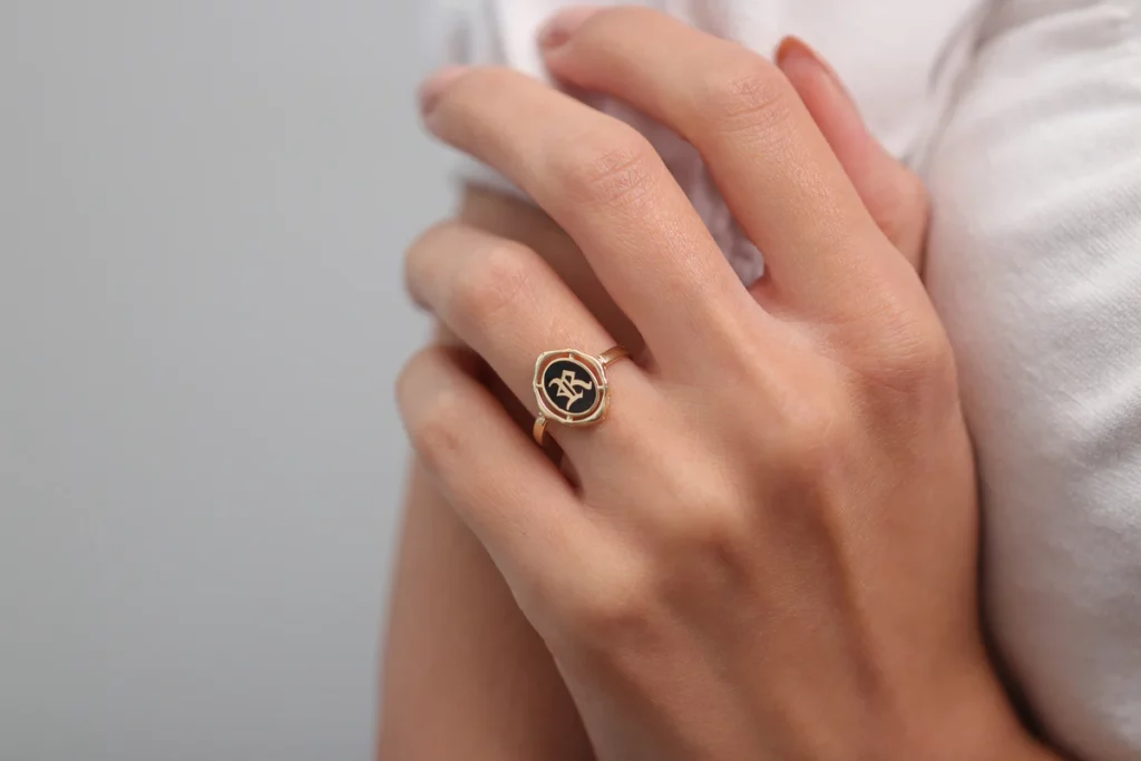Custom Enamel Silver Ring