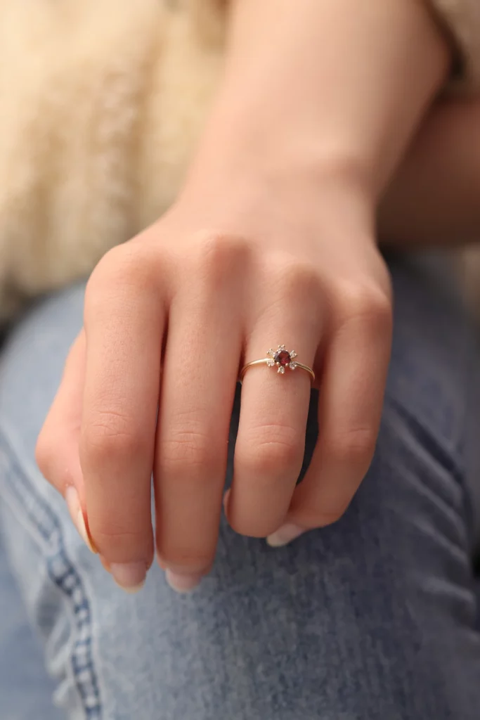 Red Stone Silver Ring