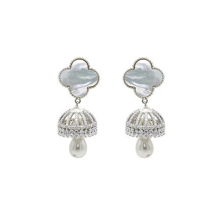 925 Sterling Silver Pearl Jhumka Earrings