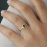 Emerald Ring with Halo Silver Diamonds