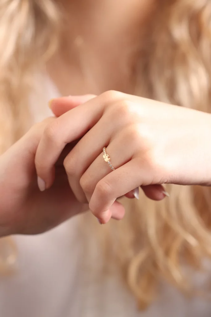 Cute Elephant CZ Diamond Silver Ring