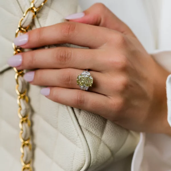 7.2 Carat Cushion Cut Diamond Solitaire Silver Ring