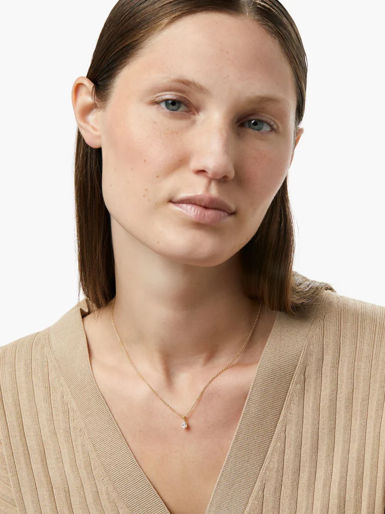 Swarish Jewels Pear Diamond Silver Necklace