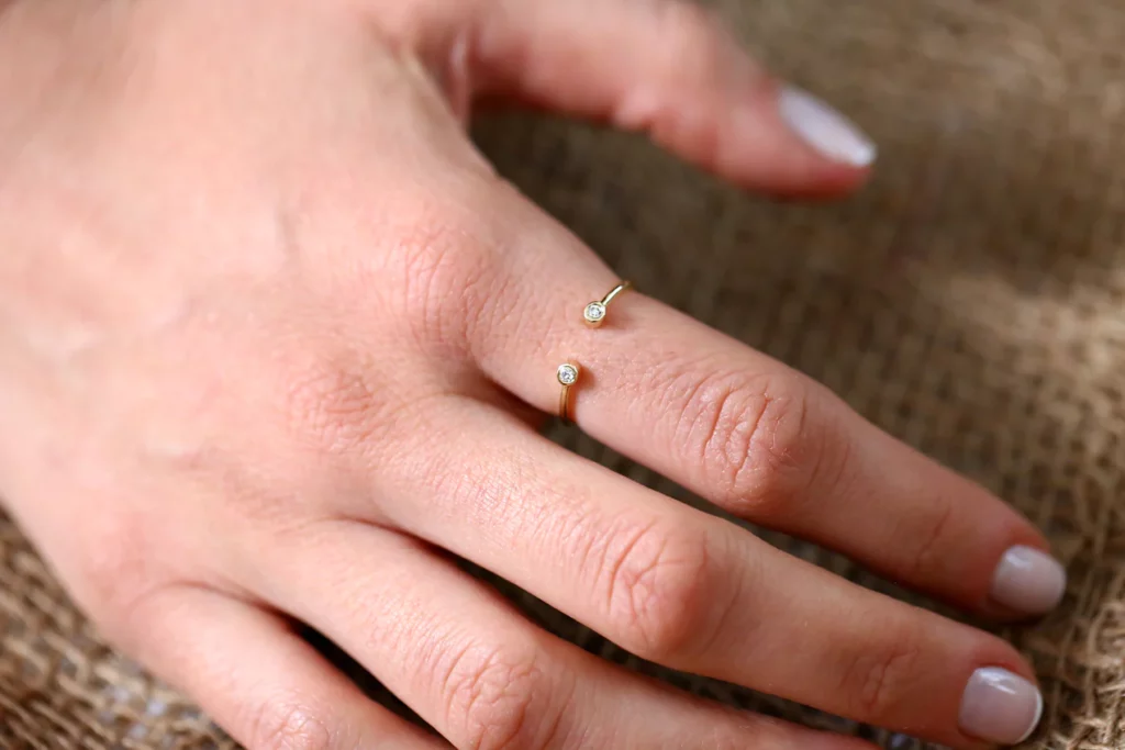 Bezel Set Open Diamond Silver Ring