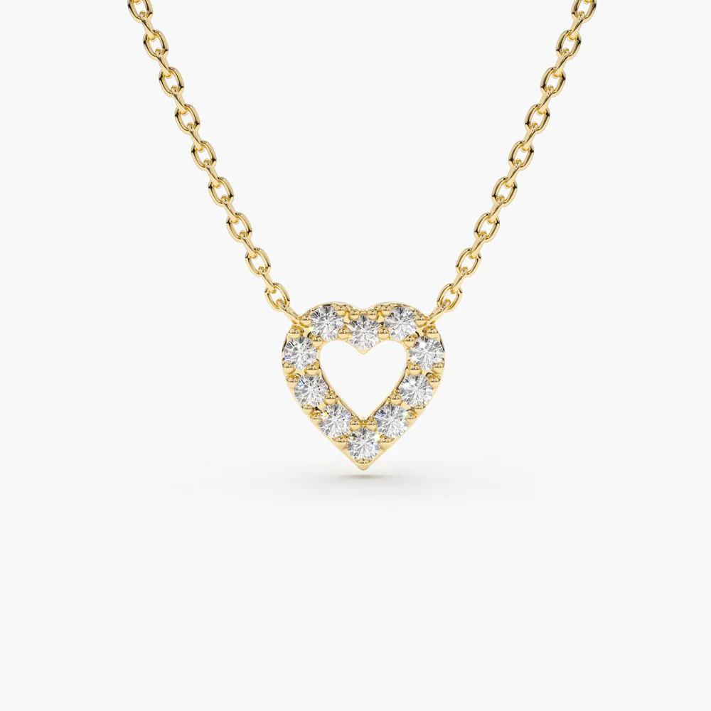 Swarish Jewels Silver Tiny Diamond Heart Necklace
