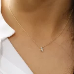 Baguette and Round Cut CZ Diamond Silver Necklace