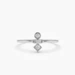 Baguette and Round Cut Diamond Silver Ring