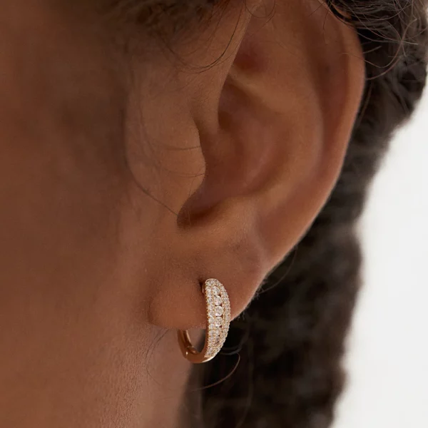 Cute Diamond Huggie Silver Earrings