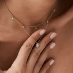Shaped Illusion Setting Halo CZ Diamond Silver Necklace