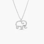 Silver Diamond Elephant Charm Necklace