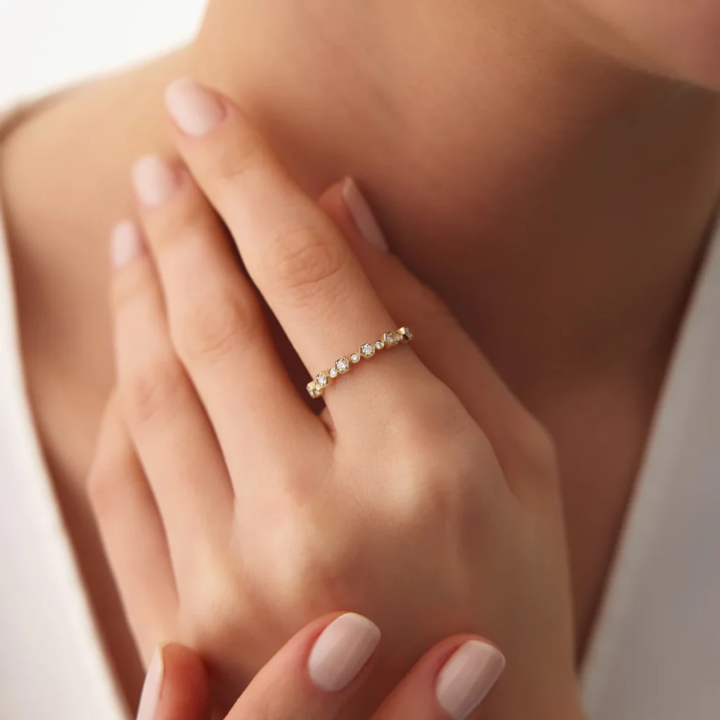 Unique Diamond Anniversary Silver Ring