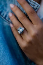 6.5 Carat Emerald Cut Diamond Silver Ring