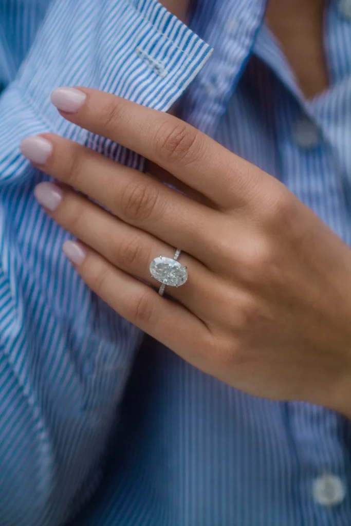 7.75 Carat Oval Cut Diamond Silver Ring