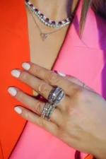 Diamond Chunky Silver Cocktail Ring