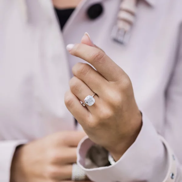 4.5 Carat Pear Cut Diamond Silver Ring