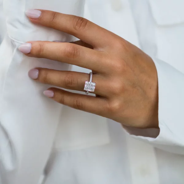3.25 Carat Radiant Cut Diamond Silver Ring