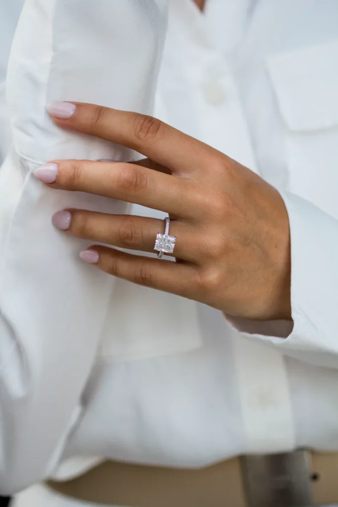 3.25 Carat Radiant Cut Diamond Silver Ring