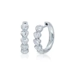 Swarish Jewels Bezel Heart Diamond Silver Hoops - Image 4
