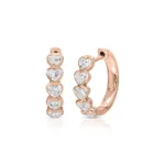 Swarish Jewels Bezel Heart Diamond Silver Hoops - Image 3