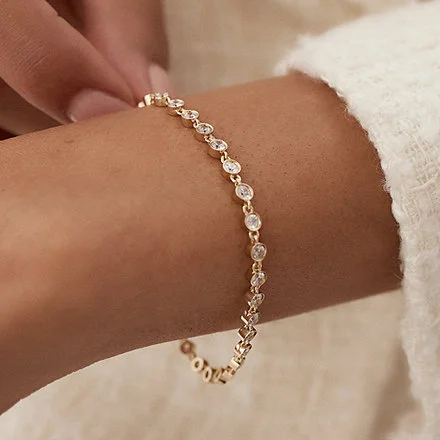 Bezel Setting Cz Diamond Tennis Silver Bracelet
