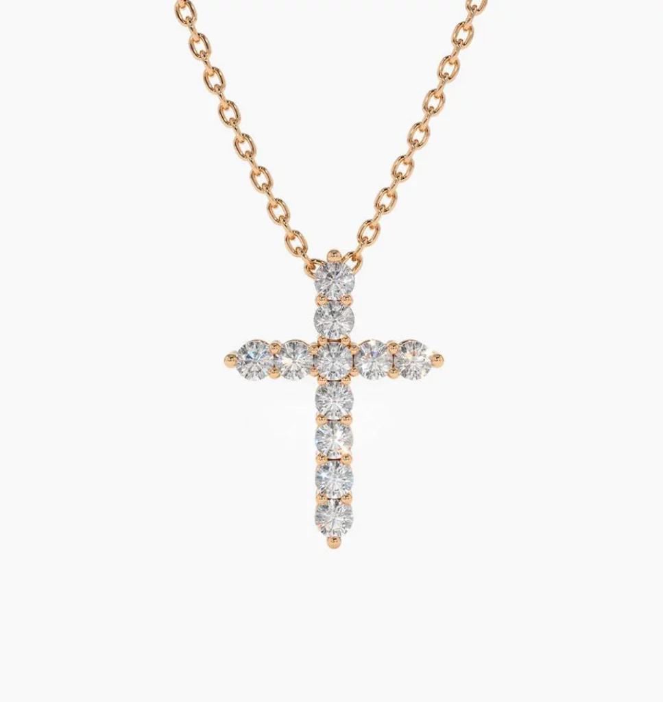 Diamond Cross Silver Necklace