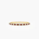 Ruby and Diamond Alternating Eternity Silver Ring