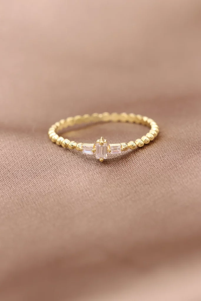 Baguette Diamond Silver Ring
