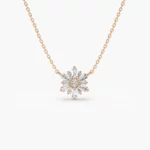 Tapered Baguette Diamond Silver Necklace