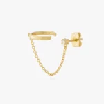 Chained CZ Silver Stud X Slim Cuff