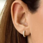 Unique Baguette Diamond Silver Earrings