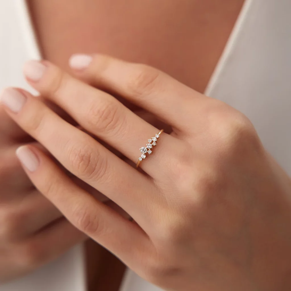 Cz Diamond Cluster Silver Ring