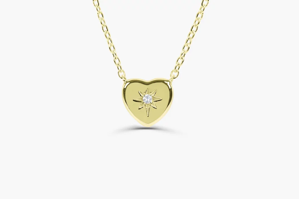 Silver Starburst Heart Necklace