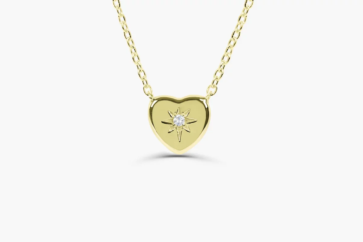 Silver Starburst Heart Necklace