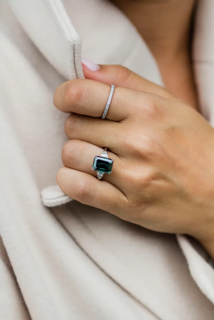 4.7 Carat Radiant Cut Diamond Silver Ring
