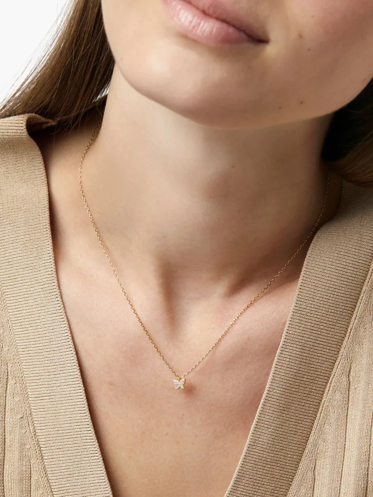 Butterfly Diamond Silver Necklace