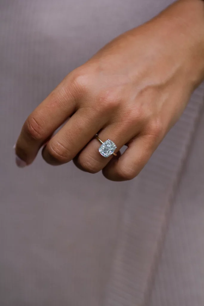 4.55 Carat Cushion Cut Diamond Silver Ring