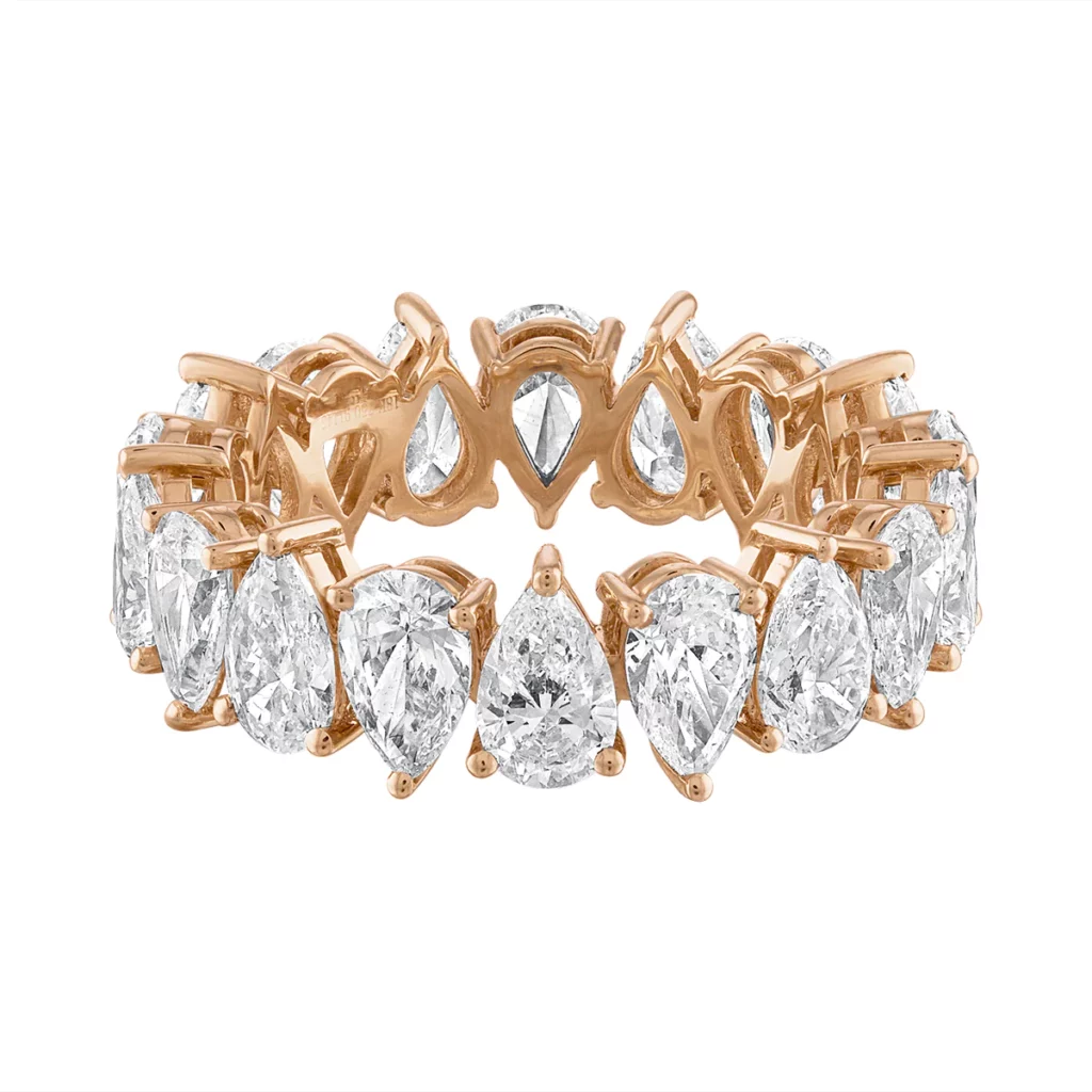Swarish Jewels Pear Shape Diamond Silver Eternity Ring