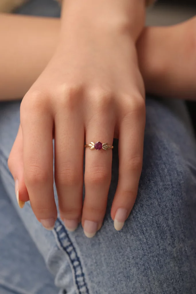 Red Stone Silver Ring