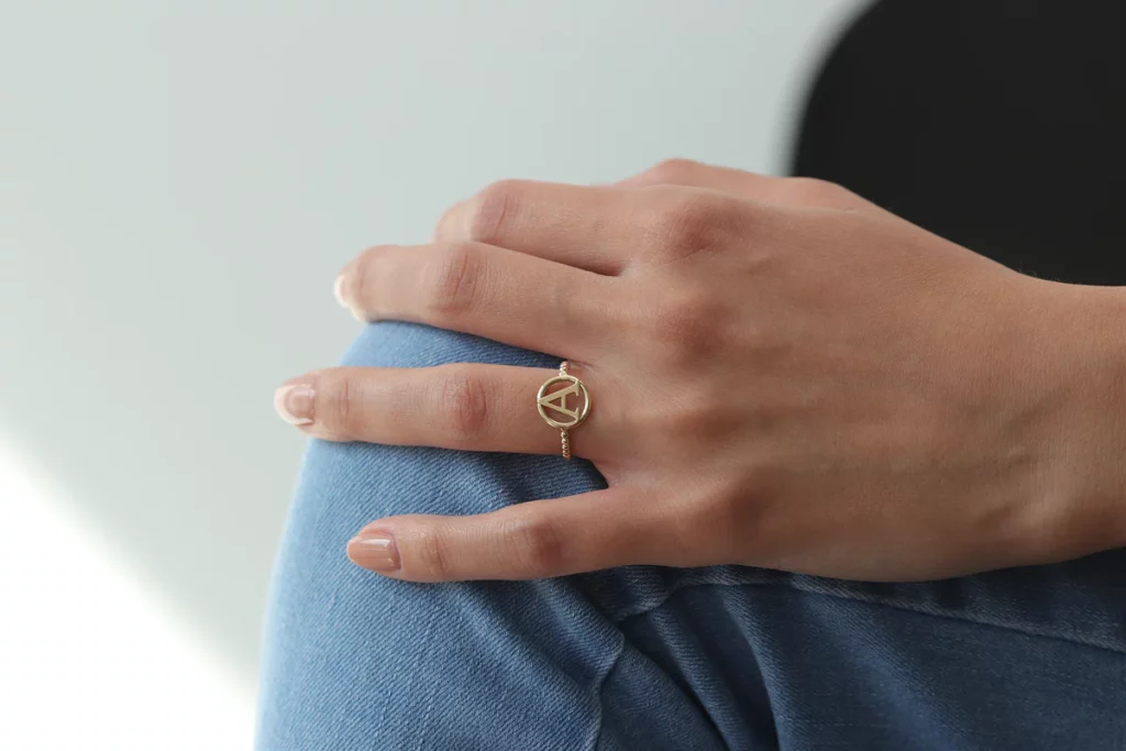 Initial Letter Silver Ring