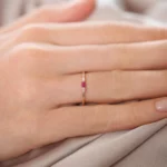 Baguette Lab Ruby With Diamond SliverRing