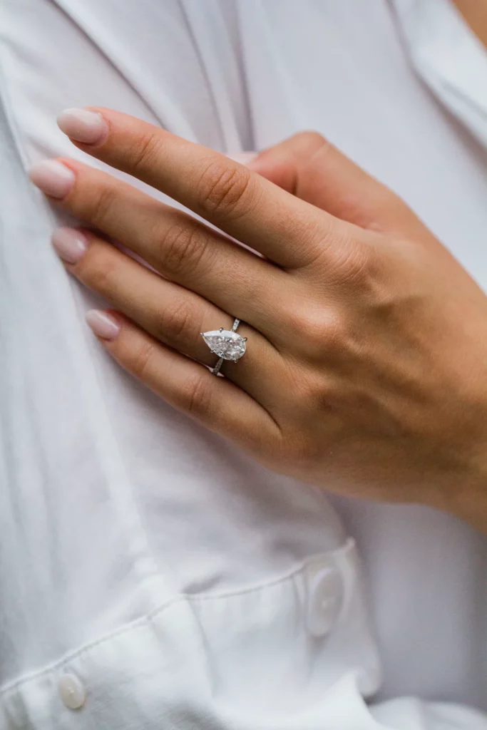 4.1 Carat Pear Cut Diamond Silver Ring