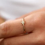 Star Shaped Diamond Silver Ring
